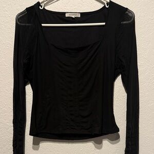 No Comment Black Long Sleeve Mesh Top M | Sheer Sleeve Goth Night Club Sultry